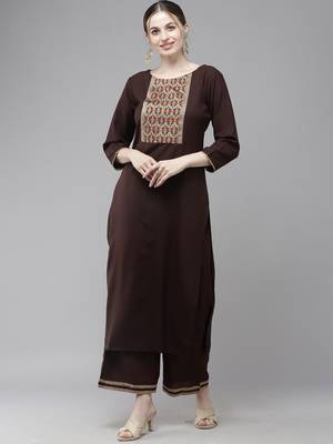 Indo Era Solid Straight Kurta With Palazzo Set 4