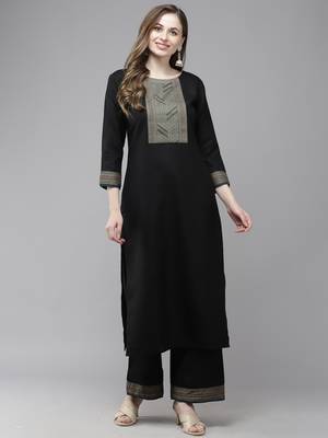 Indo Era Solid Straight Kurta With Palazzo Set 4