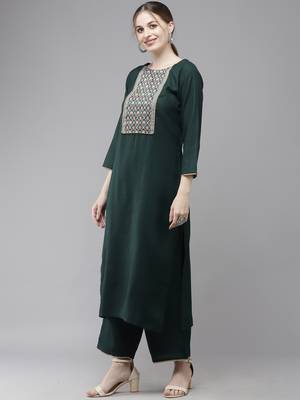 Indo Era Yoke Design Straight Kurta With Palazzo Set 3