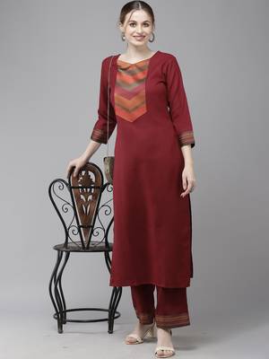 Indo Era Yoke Design Straight Kurta With Palazzo Set 1