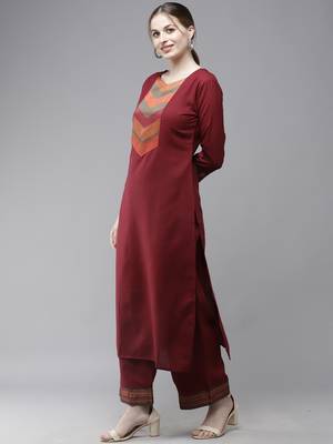 Indo Era Yoke Design Straight Kurta With Palazzo Set 3