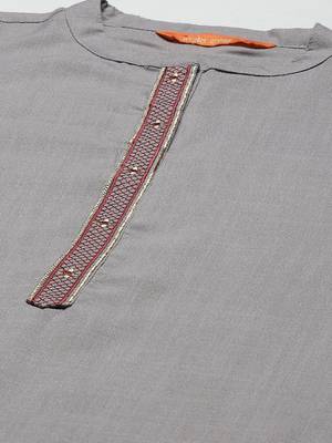 Indo Era Embroidered Straight Kurta With Trouser Set 5
