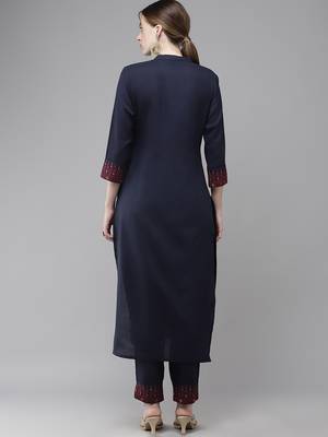 Indo Era Embroidered Straight Kurta With Trouser Set 2