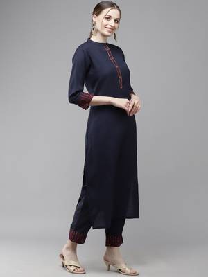 Indo Era Embroidered Straight Kurta With Trouser Set 3