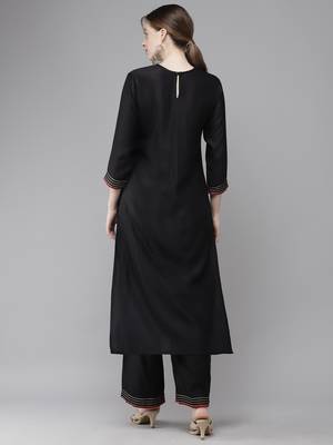 Indo Era Solid Straight Kurta With Palazzo Set 2