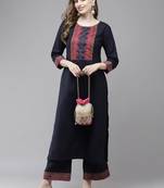 Indo Era Solid Straight Kurta With Palazzo Set