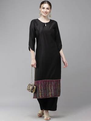 Indo Era Self Design Straight Kurta With Trouser Set 1