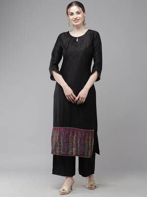Indo Era Self Design Straight Kurta With Trouser Set 4