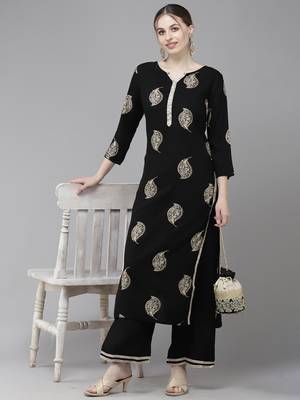 Indo Era Printed Straight Kurta With Palazzo Set 1