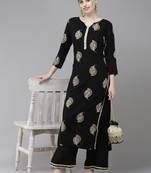Indo Era Printed Straight Kurta With Palazzo Set
