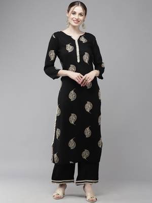Indo Era Printed Straight Kurta With Palazzo Set 4