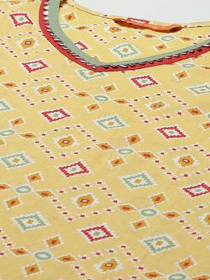 Indo Era Yellow Printed Straight Kurta Sharara With Dupatta Set 5