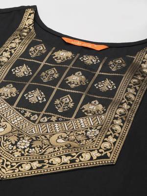 Indo Era Solid Black Straight Kurta Palazzo With Dupatta Set 5