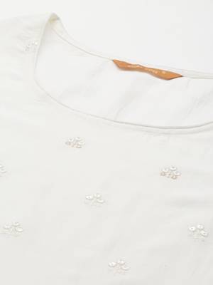 Indo Era Embroidered White Straight Kurta Palazzo With Dupatta Set 5