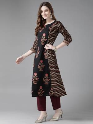 Indo Era Black Printed Straight Kurta Trouser With Dupatta Set 3