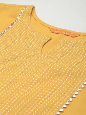 Indo Era Yellow Solid Straight Kurta Palazzo With Dupatta Set 5