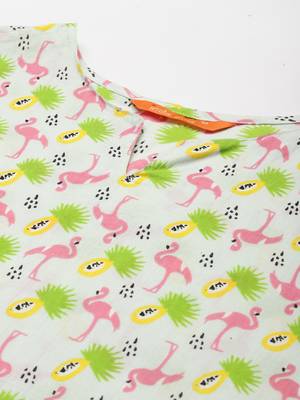 Indo Era Green Printed Straight Kurta With Trouser Set 5