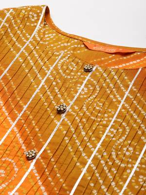 Indo Era Orange Printed Straight Kurta With Trouser Set 4