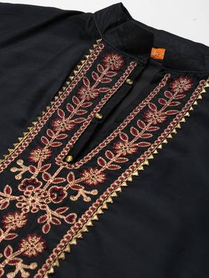 Indo Era Grey Embroidered Straight Kurta Trouser With Dupatta Set 5
