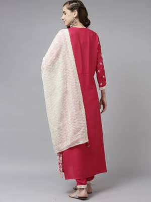 Indo Era Pink Embroidered Straight Kurta Trouser With Dupatta Set 2
