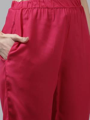 Indo Era Pink Embroidered Straight Kurta Trouser With Dupatta Set 4