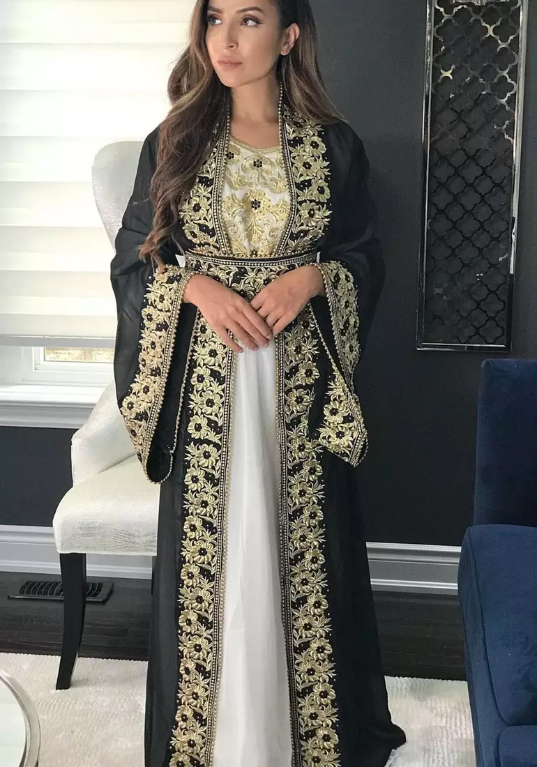 Sale !! Moroccan Dubai Kaftan Abaya Evening Royal Islamic Abaya Caftan Aari Stone Work Dresses Wedding Dresses