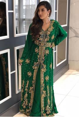 Ramadan Royal Wedding Dubai Beaded Kaftan Abaya Party Fancy African Clothing Crystal Fancy Work New Year Dresses 1