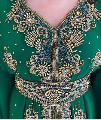 Ramadan Royal Wedding Dubai Beaded Kaftan Abaya Party Fancy African Clothing Crystal Fancy Work New Year Dresses 3