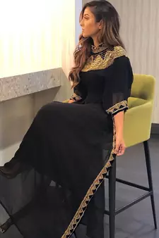 Sale New Year Ethnic Wear Moroccan Dubai Abaya Kaftan Farasha Abaya Gold Crystal Work Dresses 
