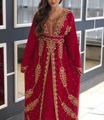 Sale Red Wedding Moroccan Fancy Kaftan Abaya Dubai Gown Ramadan Dresses