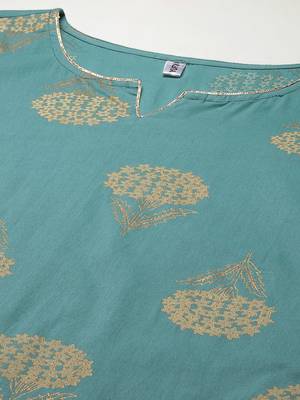 Blue printed cotton kurta-suits 4