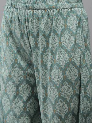 Blue printed cotton kurta-suits 5