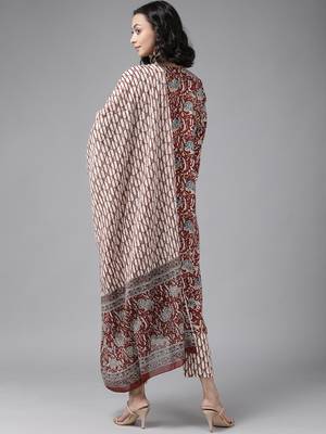 Maroon printed cotton kurta-suits 2