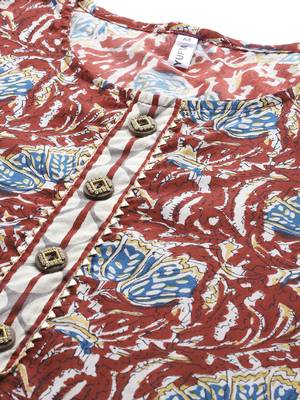 Maroon printed cotton kurta-suits 4