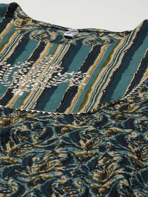 Green printed cotton kurta-suits 4