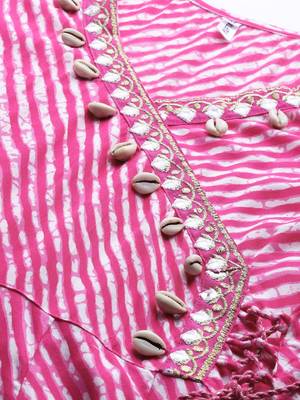 Pink printed viscose rayon maxi-dresses 4