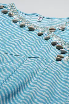 Sky-blue printed viscose rayon maxi-dresses
