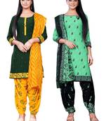Salwar Studio Women's Pack of 2 Synthetic Printed Unstitched Dress Material Combo