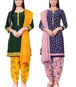 Salwar Studio Women's Pack of 2 Synthetic Printed Unstitched Dress Material Combo