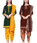 Salwar Studio Women's Pack of 2 Synthetic Printed Unstitched Dress Material Combo