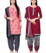 Salwar Studio Women's Pack of 2 Synthetic Printed Unstitched Dress Material Combo