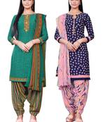 Salwar Studio Women's Pack of 2 Synthetic Printed Unstitched Dress Material Combo