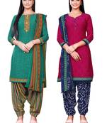 Salwar Studio Women's Pack of 2 Synthetic Printed Unstitched Dress Material Combo