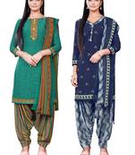Salwar Studio Women's Pack of 2 Synthetic Printed Unstitched Dress Material Combo