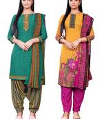 Salwar Studio Women's Pack of 2 Synthetic Printed Unstitched Dress Material Combo