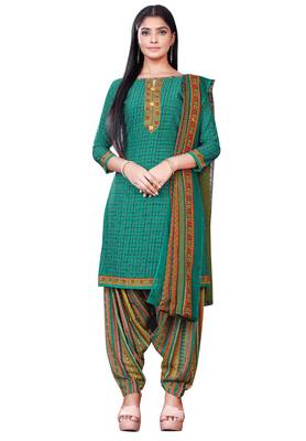Salwar Studio Women's Pack of 2 Synthetic Printed Unstitched Dress Material Combo 2