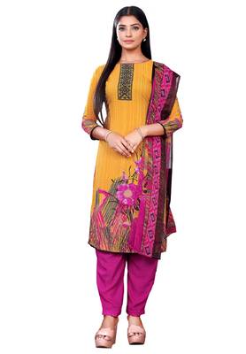 Salwar Studio Women's Pack of 2 Synthetic Printed Unstitched Dress Material Combo 3