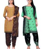 Salwar Studio Women's Pack of 2 Synthetic Printed Unstitched Dress Material Combo