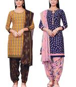 Salwar Studio Women's Pack of 2 Synthetic Printed Unstitched Dress Material Combo