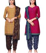 Salwar Studio Women's Pack of 2 Synthetic Printed Unstitched Dress Material Combo